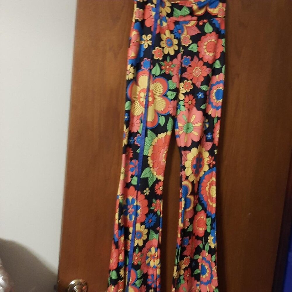 NEW ! Deerose High Waist Stretch Bell Bottom Slim-Fit Flare Leg Hippie Pant Sz L - Picture 2 of 8